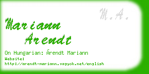 mariann arendt business card